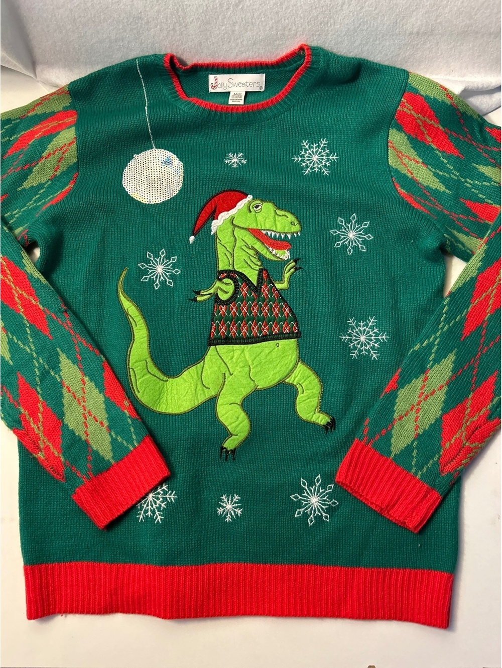 Jolly Sweaters Dinosaur Christmas Sweater